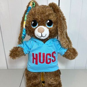 Build A Bear Chocolate Brown Stripes Bunny Rabbit w/ Hugs Shirt & Lullaby Sound